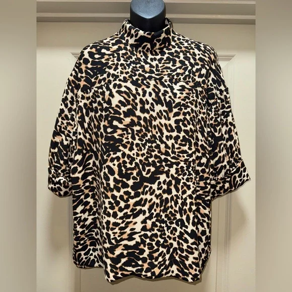 ZARA Animal Print Oversized Blouse size L - Picture 11 of 16